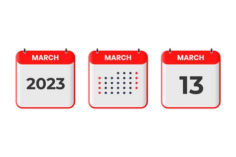 March 13 calendar design icon. 2023 calendar schedule, appointment ...