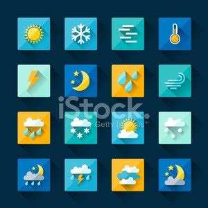 Weather Icons Set In Flat Design Style. Stock Clipart | Royalty-Free ...