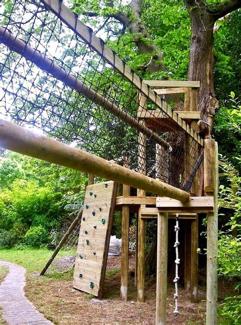 small woodland jungle gym" | Tree house playground, Tree house kids ...