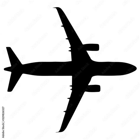 Black vector airplane icon on white background. Plane silhouette ...