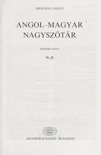 English-Hungarian I-II Bilingual Dictionary by L. Orszagh | Open Library