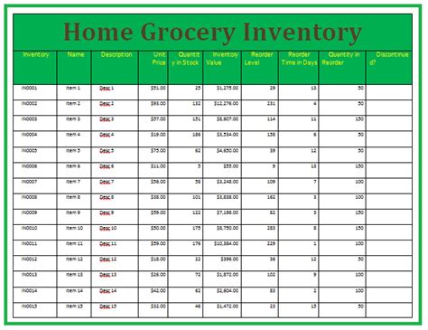 Home Inventory Template | Free Word Templates