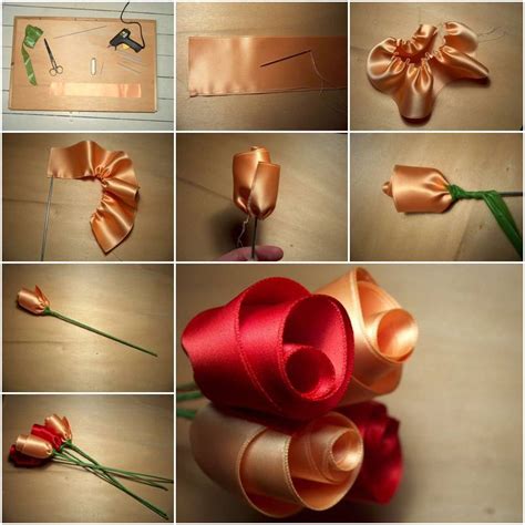 DIY Easy Satin Ribbon Roses