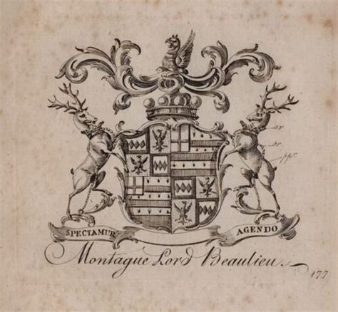 1779 ANTIQUE PRINT ~ MONTAGUE ~ FAMILY CREST COAT OF ARMS LORD BEAULIEU ...