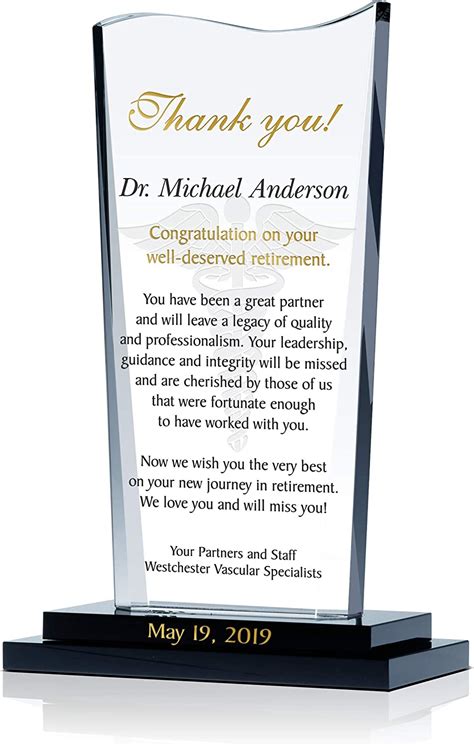 Amazon.com: Personalized Crystal Doctor Retirement Gift Plaque for Man ...