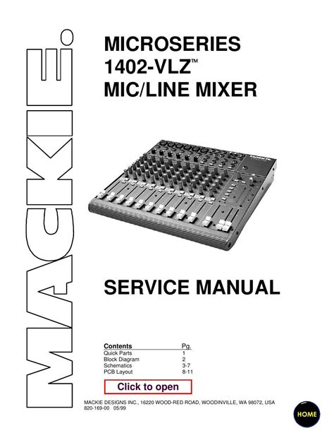 Free Audio Service Manuals - Free download Mackie 1402 VLZ Service ...