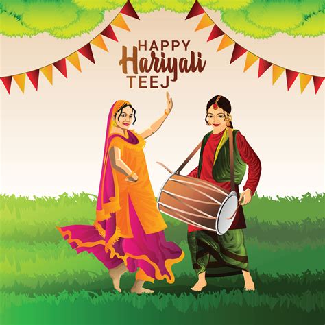 Vector illustration of happy hariyali teej festival 7303696 Vector Art ...