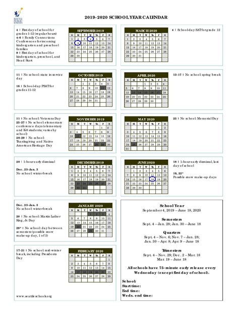 Seattle Public Schools Staff Calendar 2024-25 Pdf - April 2024 ...