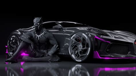 Black Panther Bugatti Chiron La Voiture Noire Wallpaper,HD Cars ...