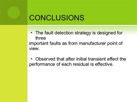 FAULT DETECTION AND FAULT DIAGNOSIS