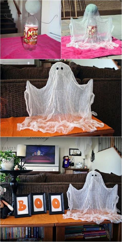 halloween decorations made out of plastic bags and yarn