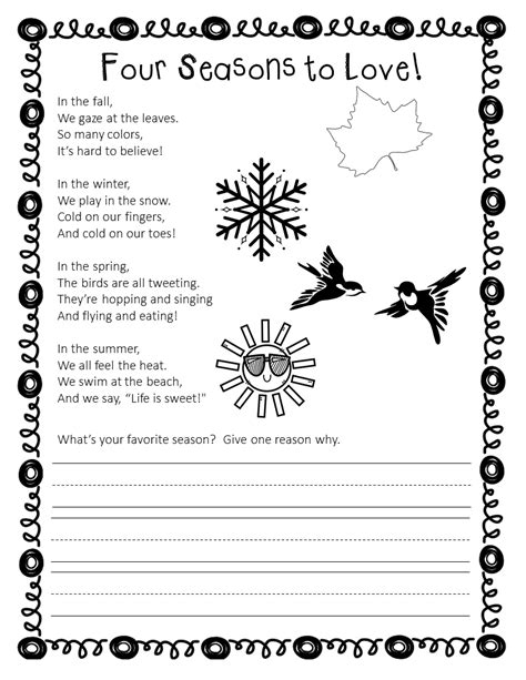 Seasons poem for shared reading and phonics work! Seasons Poem, Four ...