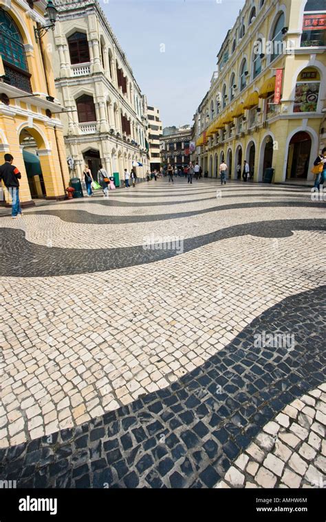 Colonial Portuguese Architecture Leal Senado Square Macau Stock Photo ...