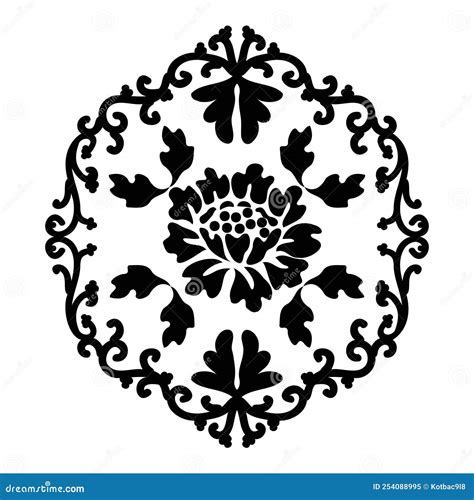 Black Damask Pattern in Classic Style. Stock Vector - Illustration of ...