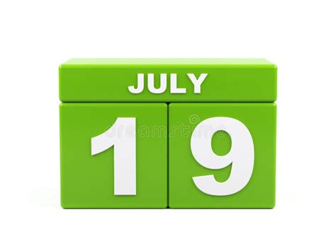 July 19th. Image of July 19, Calendar on White Background. 3d Stock ...