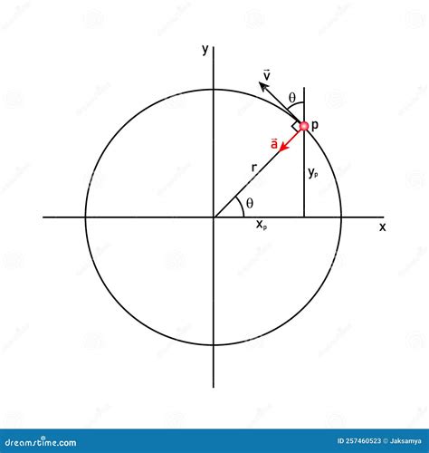 Uniform Circular Motion Diagram. Velocity and Acceleration in Physics ...