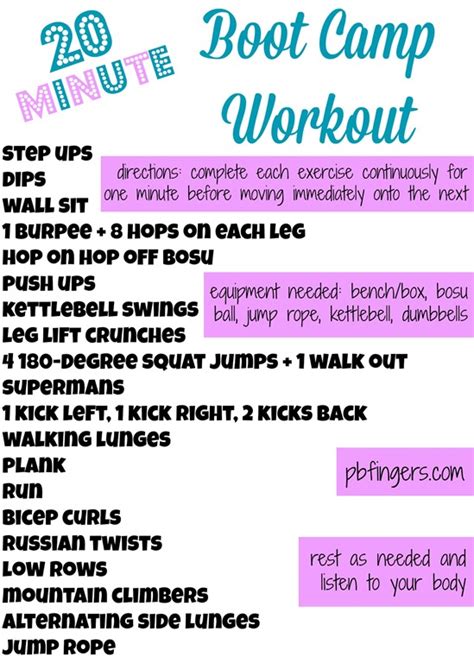 20 Minute Boot Camp Workout - Peanut Butter Fingers