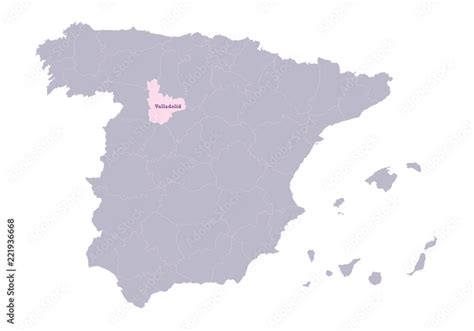 Spain map illustration. Valladolid region Stock Vector | Adobe Stock