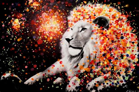 Joy of Art by Marina Joy: Original Abstract Painting of Lion By Marina Joy