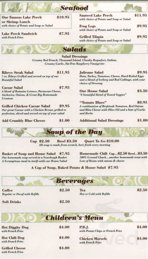 Town Club Restaurant menu in Highland, Indiana, USA