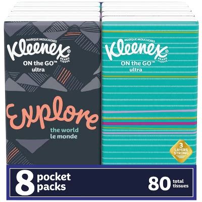 Kleenex On-the-go 3-ply Facial Tissue - 8pk/10ct : Target