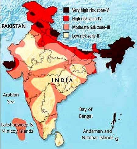 Earthquake Zones Of India