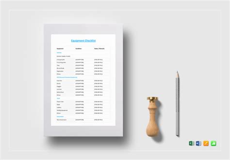 Equipment Checklist Template in Word, Excel, Apple Pages, Numbers