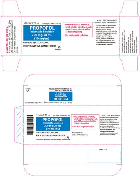 Propofol 1%, 10 mg / mL Intravenous Injection Single Dose Vial 20 mL ...