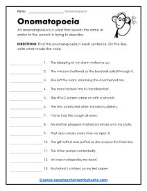 Onomatopoeia Worksheets