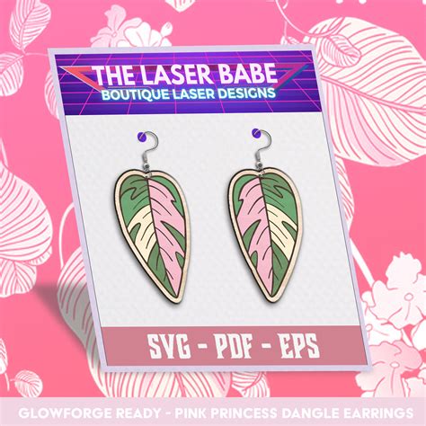 Pink Princess Philodendron Laser Cut Dangle Earrings Digital Download ...