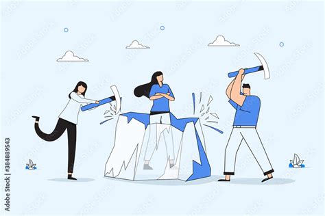 Ice breaking or icebreaker activity, game and event. Vector artwork of ...