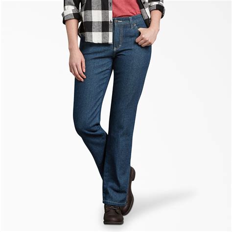 Women's Relaxed Fit Straight Leg Flannel Lined Denim Jeans | Womens ...