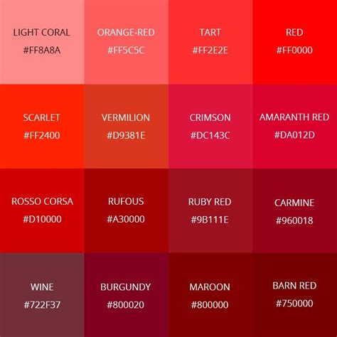 red color palette names - Mayme Anaya