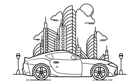 Sport Car Outline Design for Drawing Book Style Four 3221403 Vector Art ...