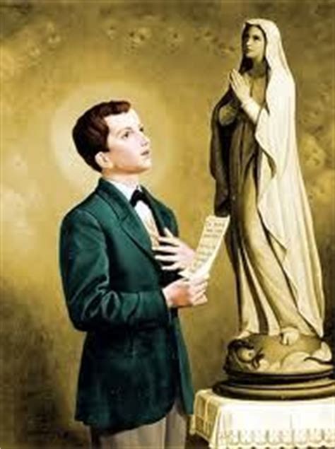 Saint Dominic Savio look with at a statue of Our Lady Saint John, St ...