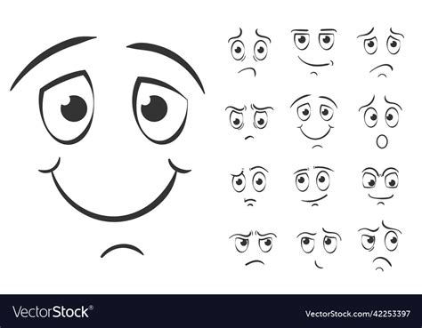 Hand draw emotions scribble doodle funny faces Vector Image