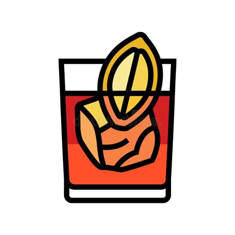 Negroni Cocktail Glass Drink Color Icon Vector Illustration Stock ...