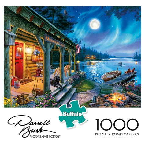 Buffalo Games - Darrell Bush - Moonlight Lodge - 1000 Piece Jigsaw ...