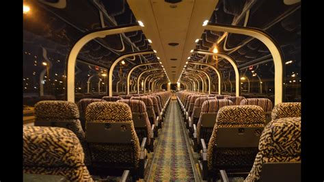 Inside look of a modern railroad passenger car with kitchen and ...