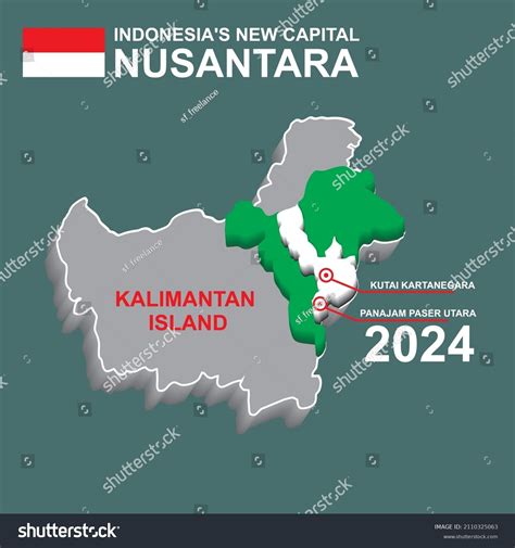 Vector Illustration Map Indonesias New Capital Stock Vector (Royalty ...