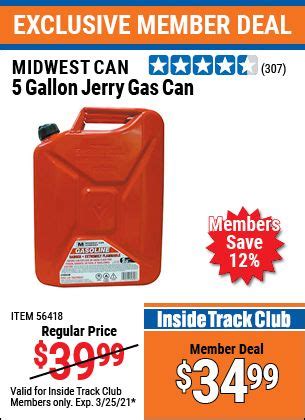 MIDWEST CAN 5 Gallon Jerry Gas Can for $34.99 | Gas cans, Harbor ...