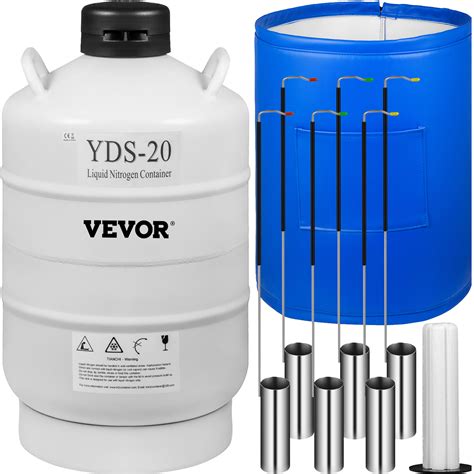 20L Liquid Nitrogen Storage Tank Static Cryogenic Container with 6 ...