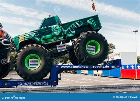 Green Monster Truck editorial image. Image of massive - 266478655