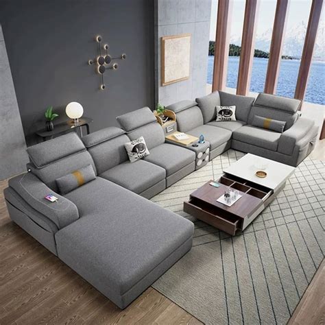 Gkw Modern Designer U Shape fabric Luxury Furniture Sofa Set at Rs ...