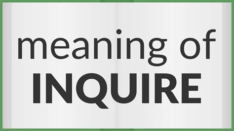 Inquire | meaning of Inquire - YouTube