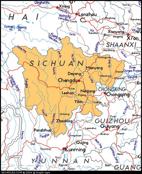 Sichuan Map - TravelsFinders.Com