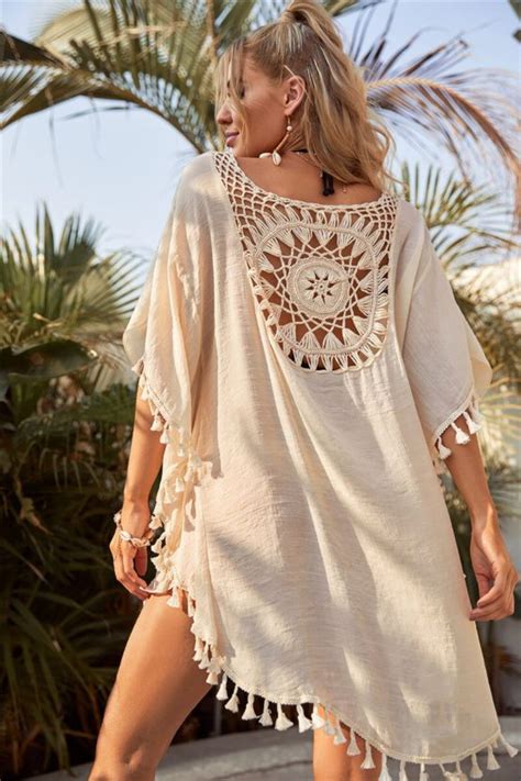 Swimsuit Cover Ups for Swimwear, Women Tassel Beach Dress , Cotton ...