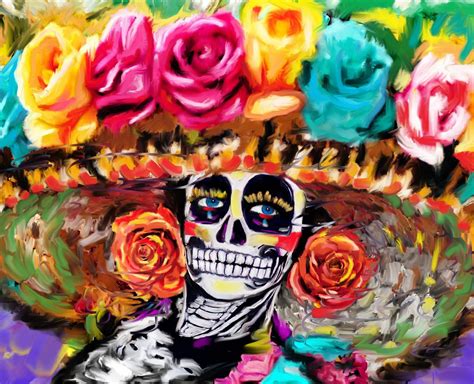 Catrina Sombrero De Flores.