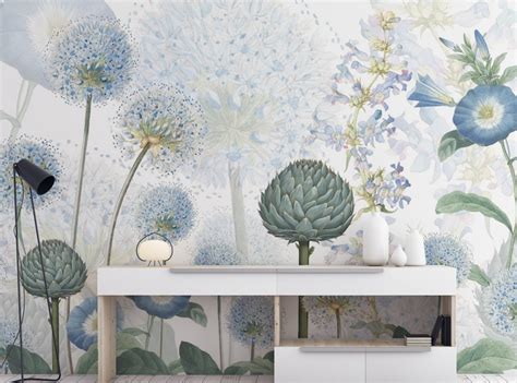 Blue Wild Meadow Wallpapers Mural - Giffywalls