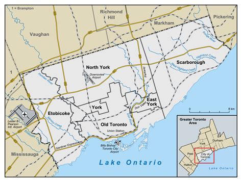 Large administrative subdivisions map of Toronto | Vidiani.com | Maps ...